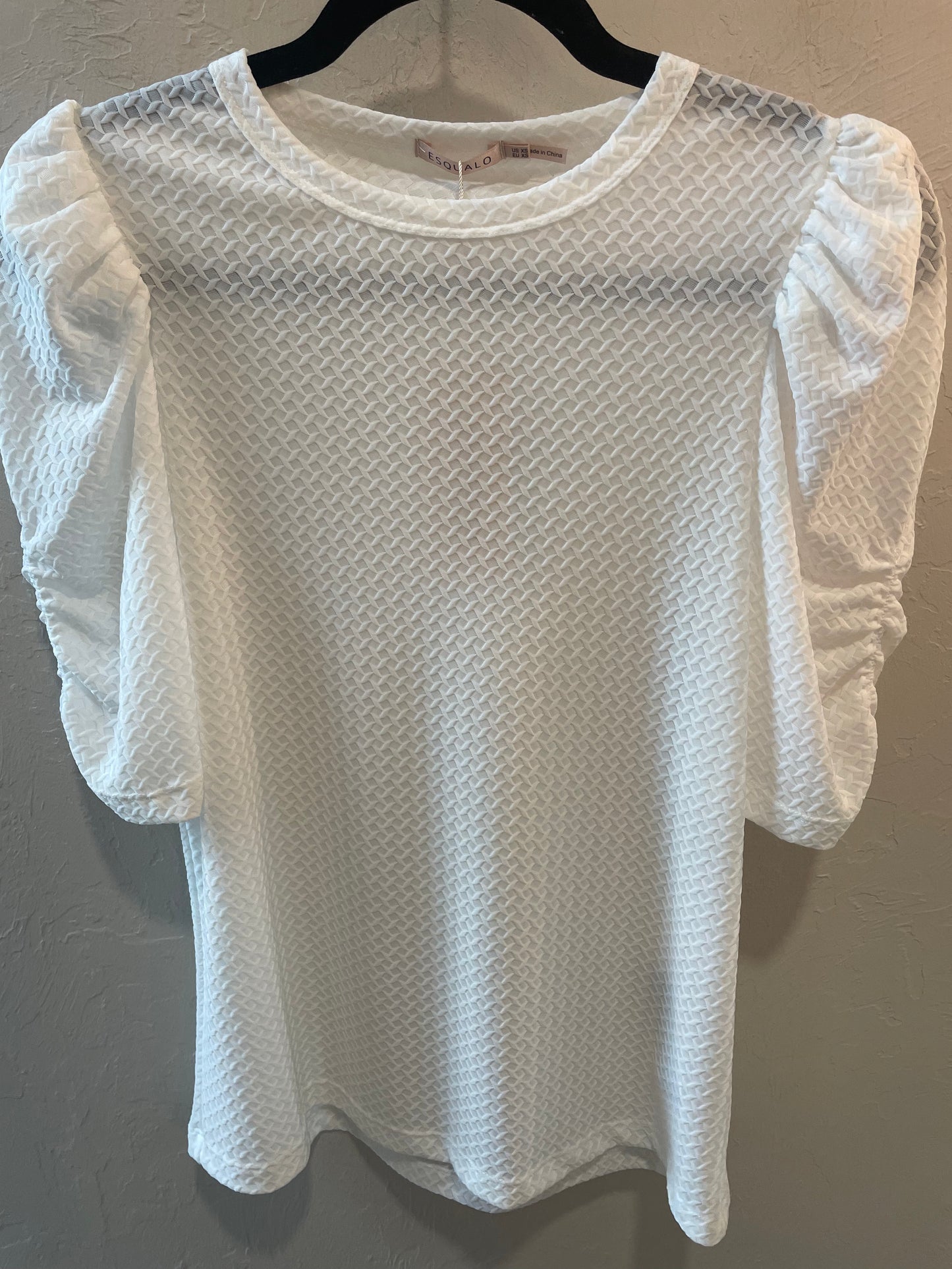 Esqualo- Round Neck Top with Puff Sleeve