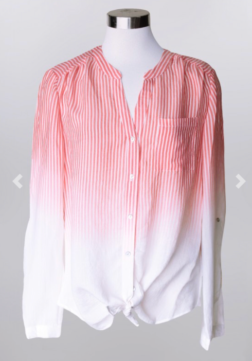 Keren Hart- Ombre Button Up Stripe Top in Assorted Colors