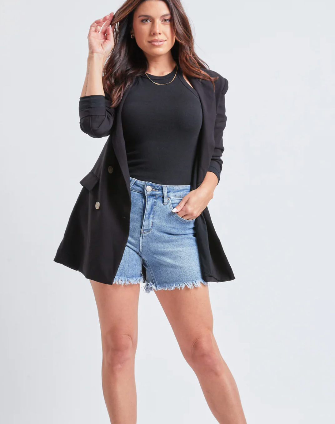 Royalty for Me- 1 Button High Rise Fray