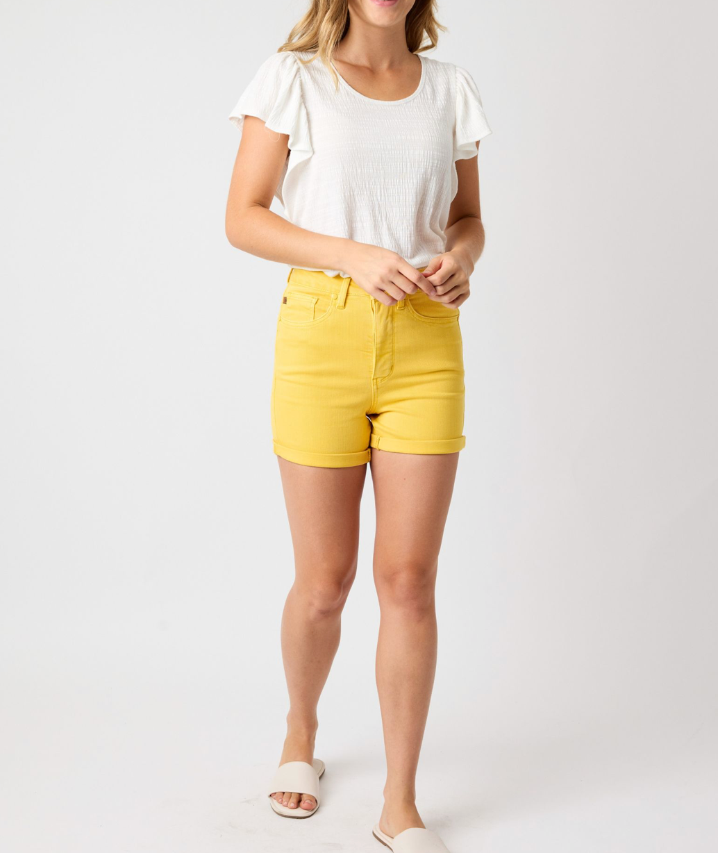 Judy Blue- Tummy Control Garment Dyed Shorts in Assorted Colors