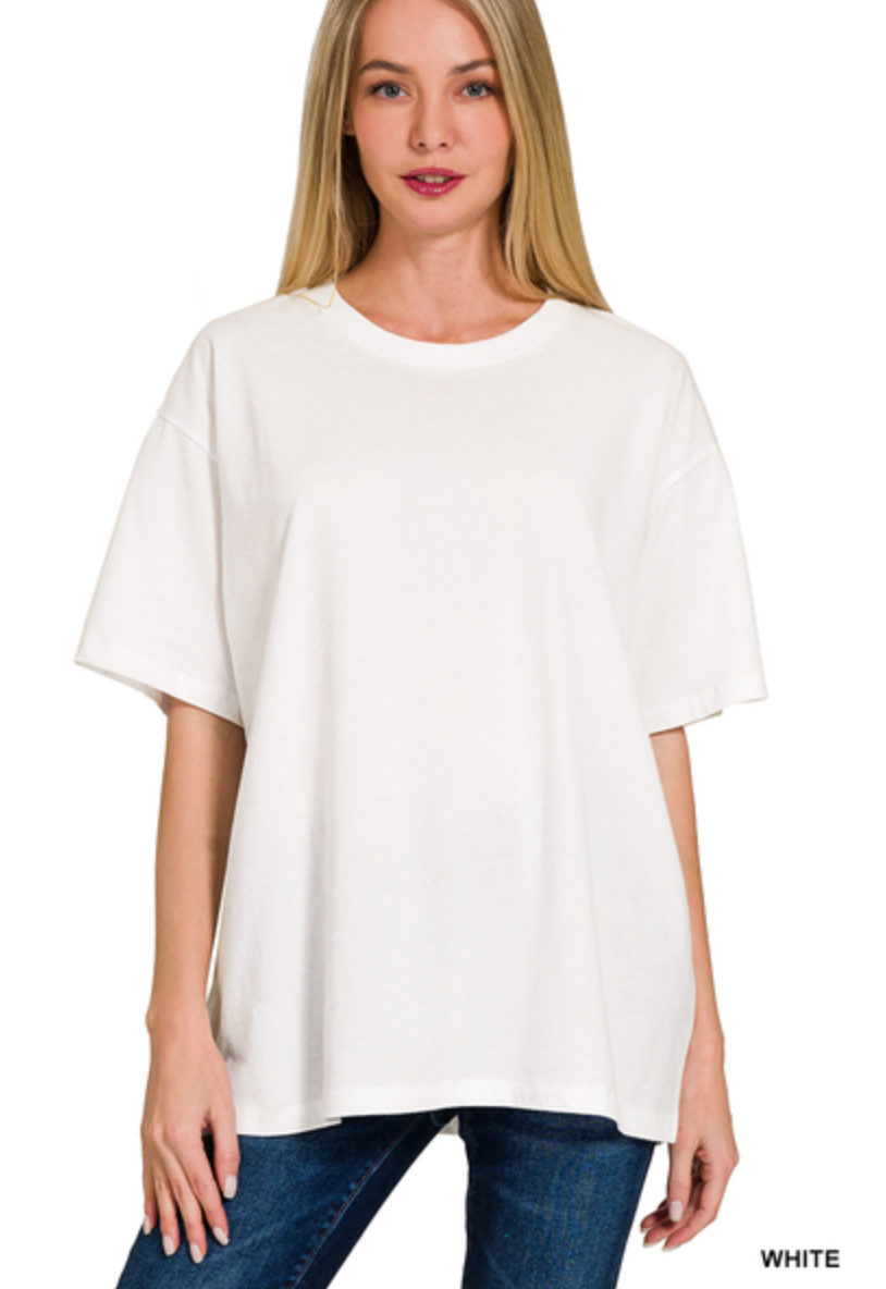 Zenana- Loose fit Cotton Short Sleeve Top in Assorted Colors