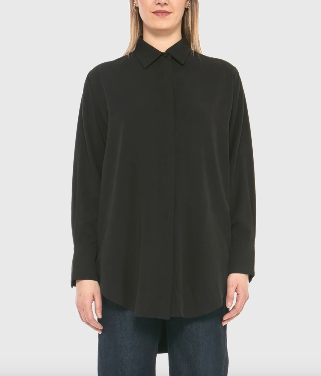 Lola Jeans- Vivian Button Up Top in Black