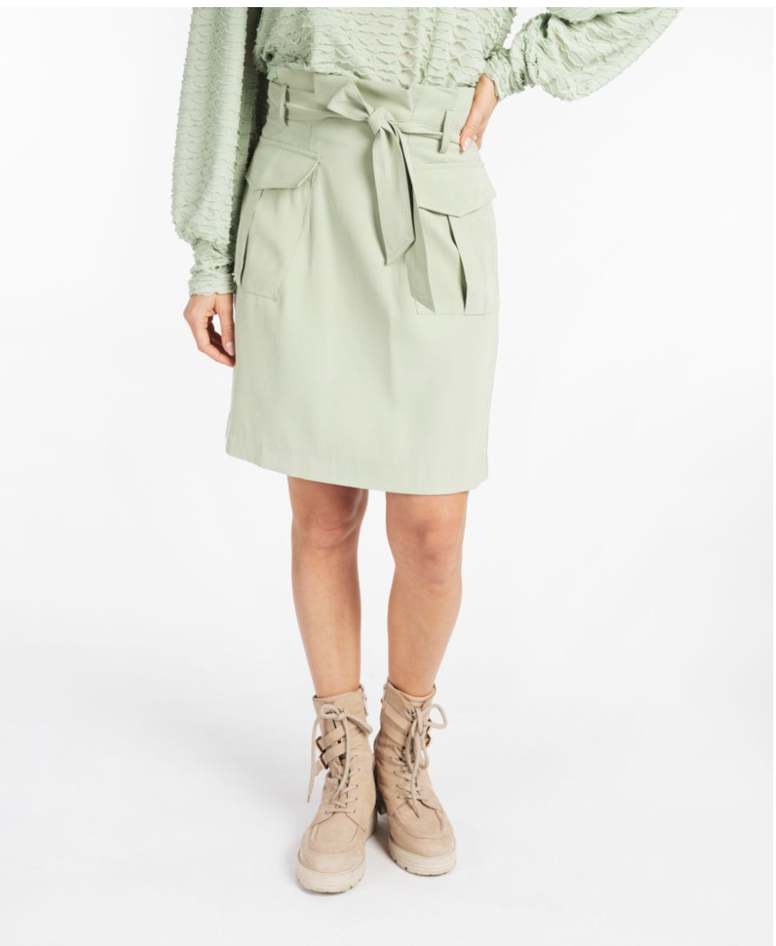 Esqualo- Dobby Skirt with Tie in Swamp Green