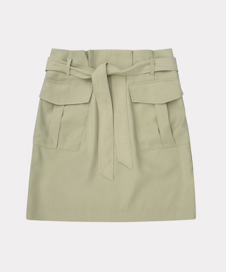 Esqualo- Dobby Skirt with Tie in Swamp Green