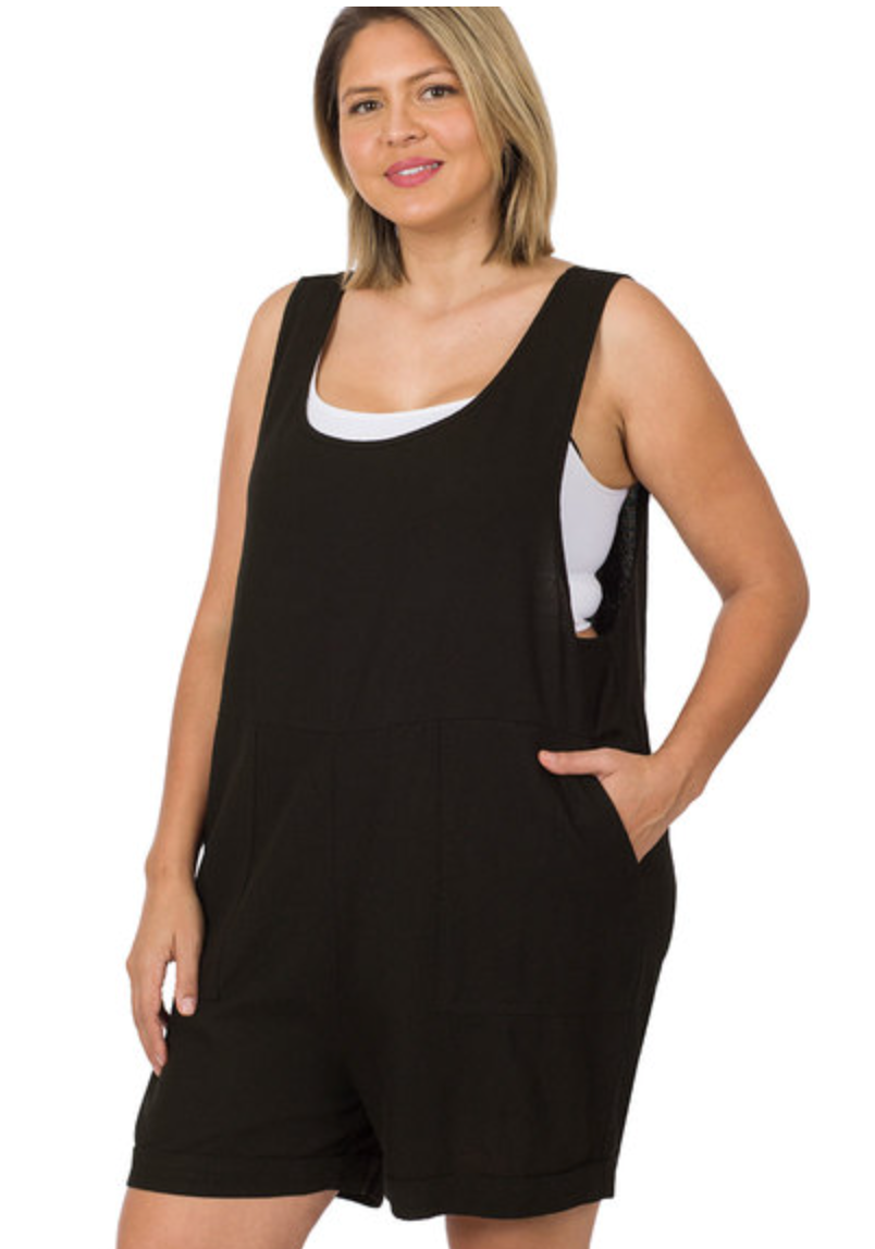 Zenana- Linen Sleeveless Romper