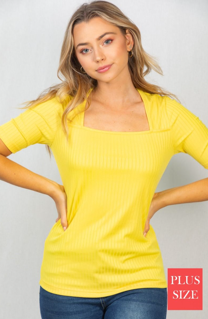 White Birch- Short Sleeve Square Neck Top