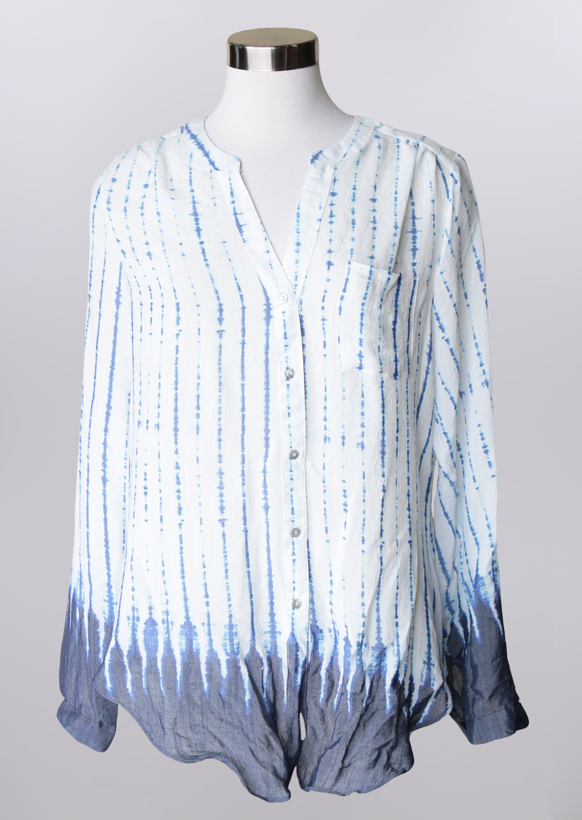 Keren Hart- Lightweight Pocket Blouse in White/Blue