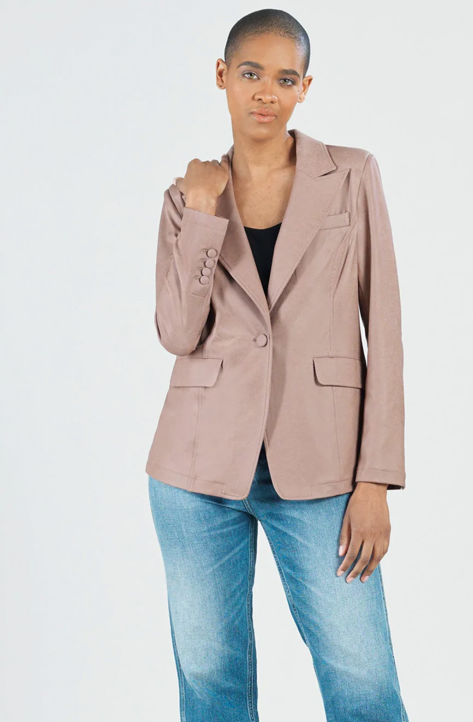 Clara Sun Woo- Liquid Leather Blazer in Taupe