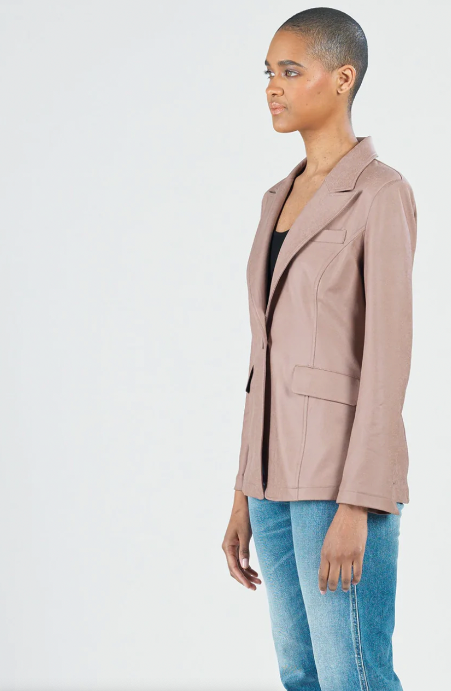 Clara Sun Woo- Liquid Leather Blazer in Taupe
