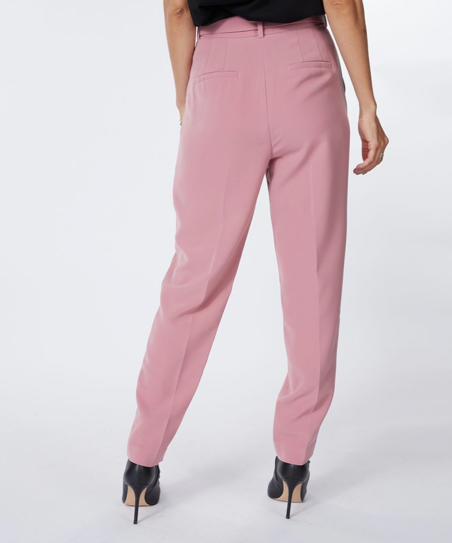 Esqualo- City Trouser with Belt in Vintage Rose