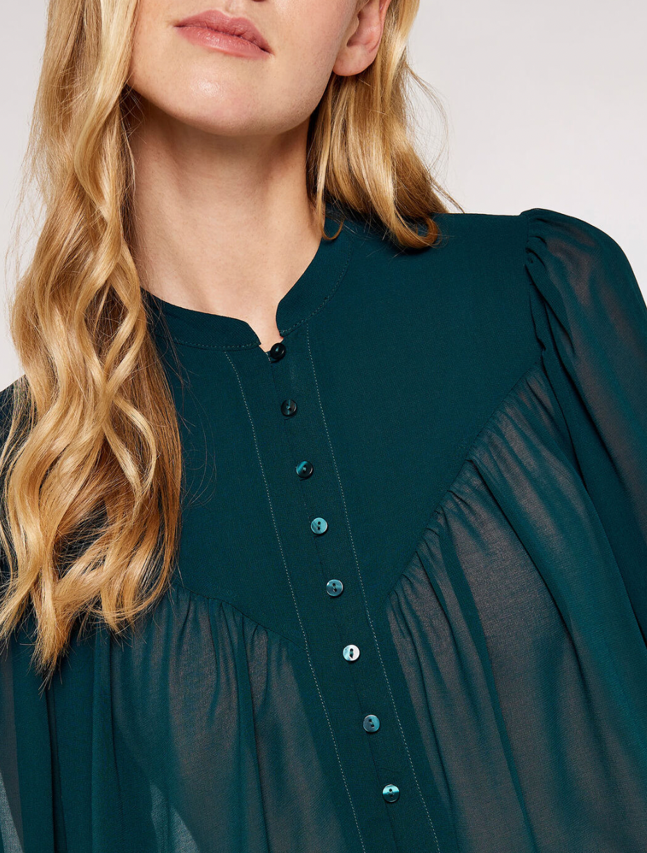 Apricot- Layered V- Neck Blouse