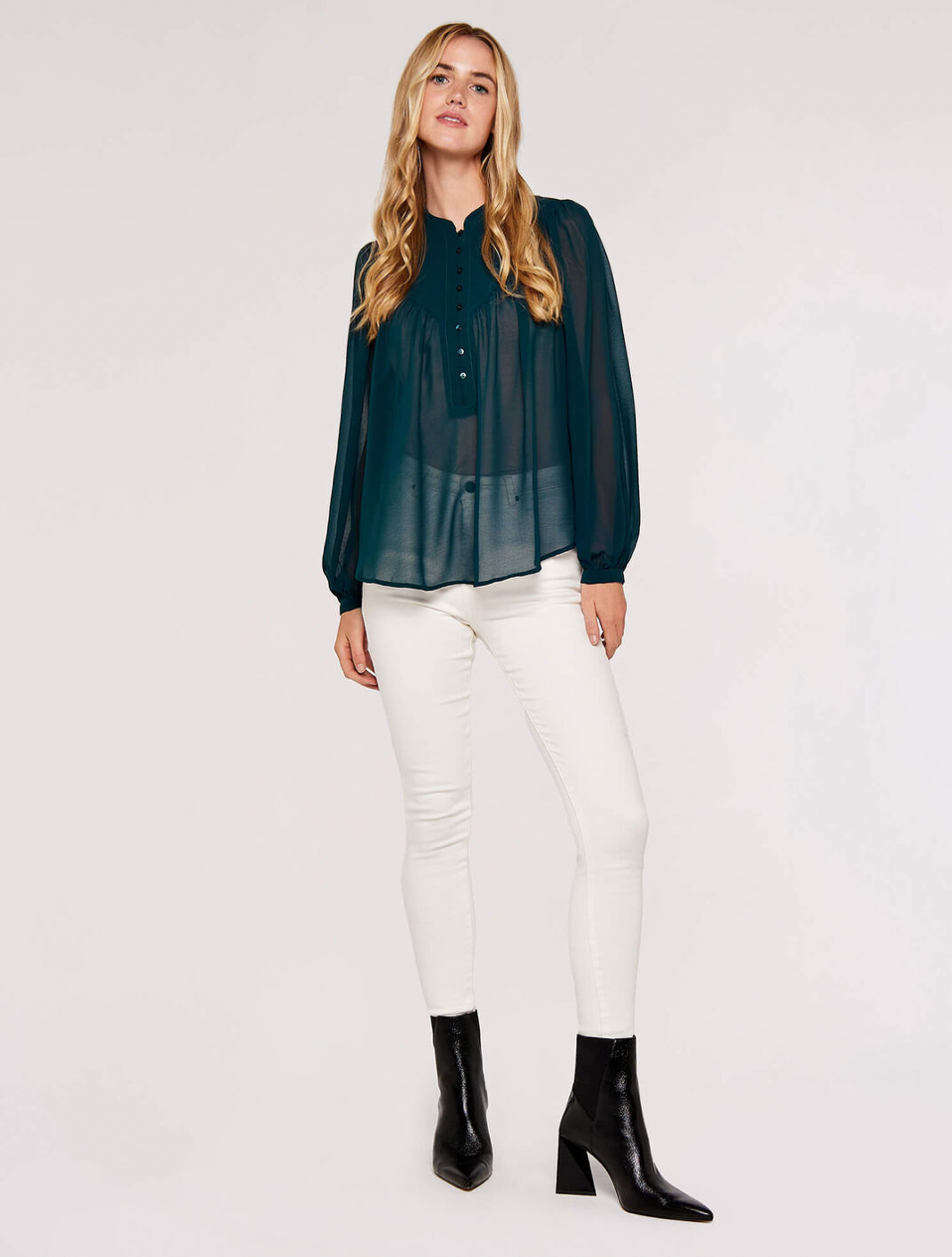 Apricot- Layered V- Neck Blouse