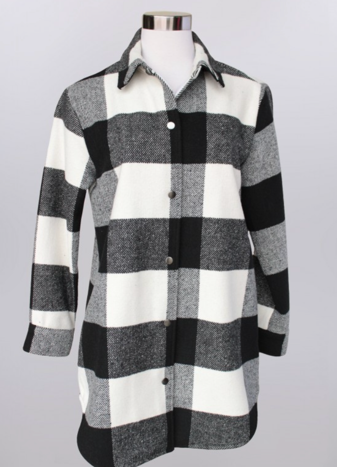 Keren Hart- Plaid Long Jacket with Pockets