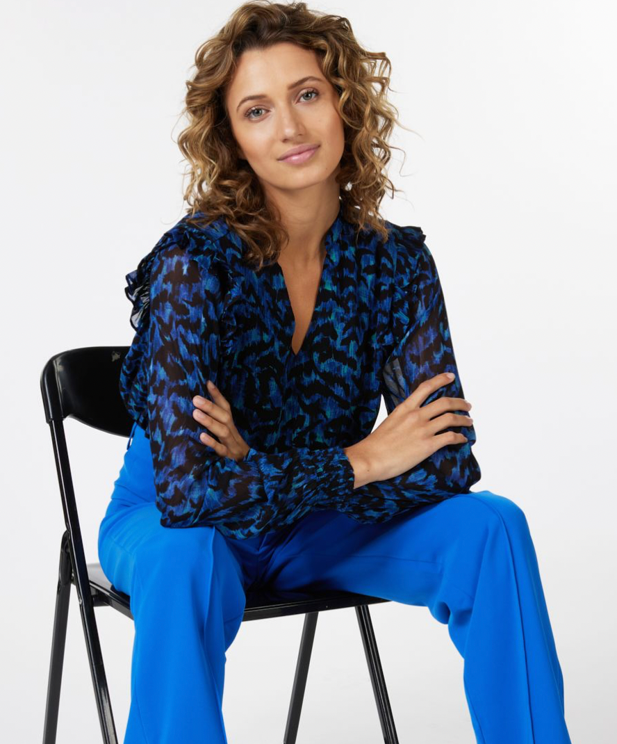 ESQUALO- Wild Celebration Smocked Blouse