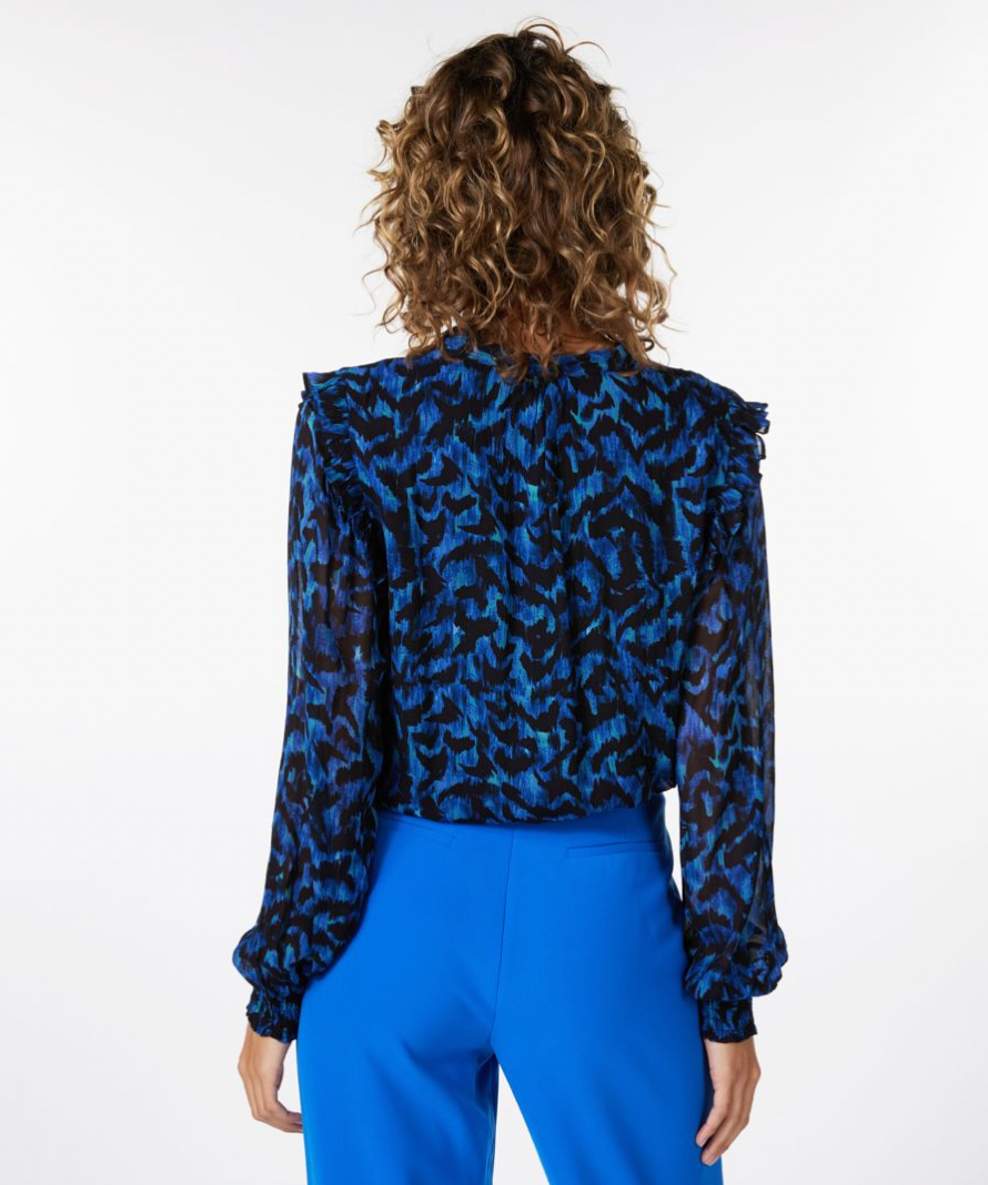 ESQUALO- Wild Celebration Smocked Blouse