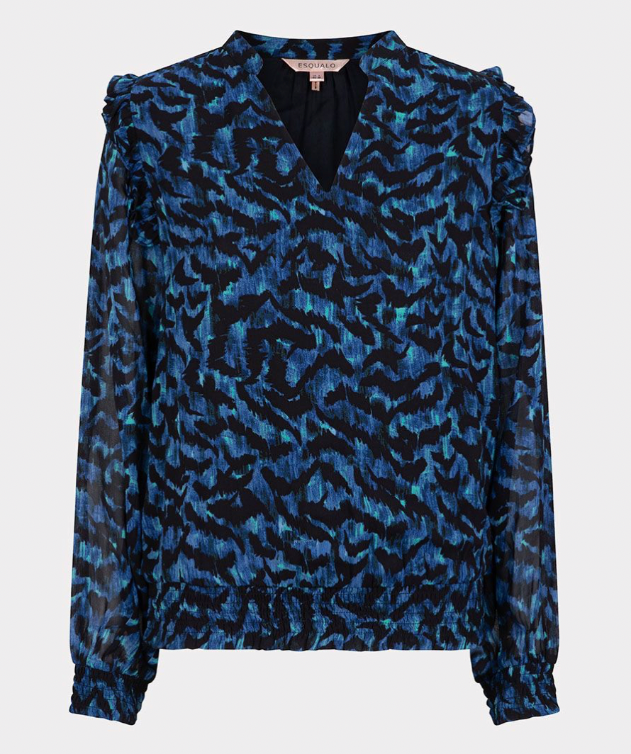 ESQUALO- Wild Celebration Smocked Blouse