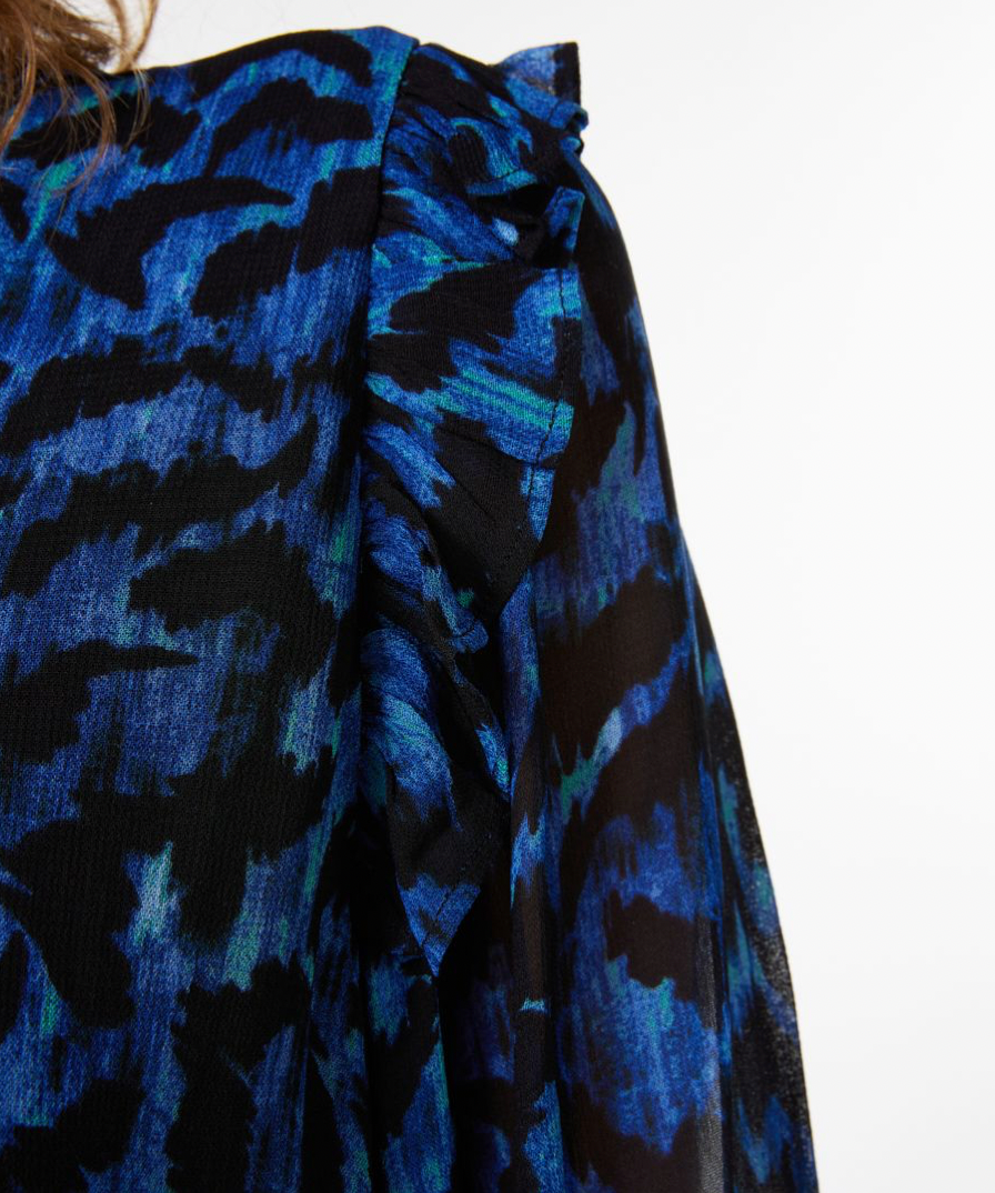 ESQUALO- Wild Celebration Smocked Blouse