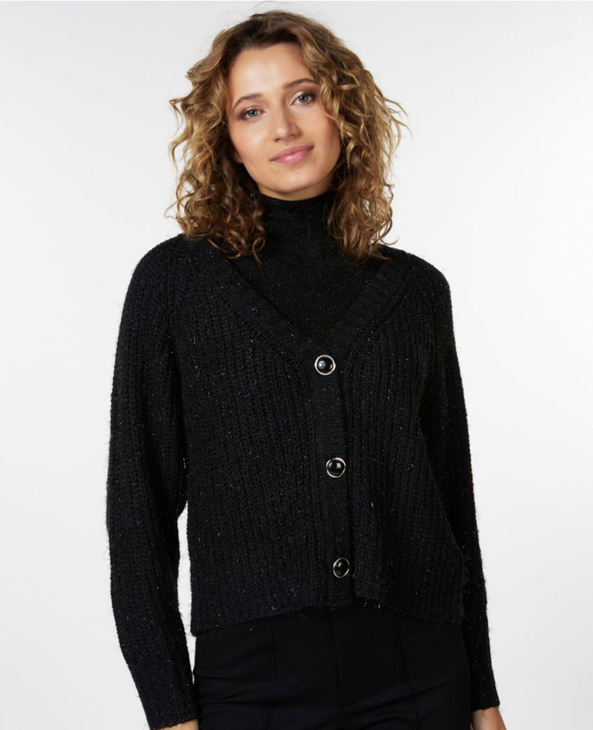ESQUALO- Lurex Cardigan with Metallic Detail