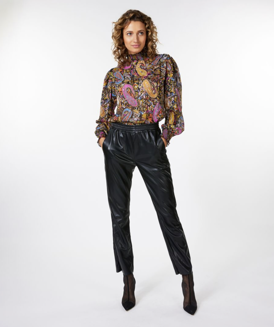 Esqualo- Paisley Party Smocked Neck Blouse