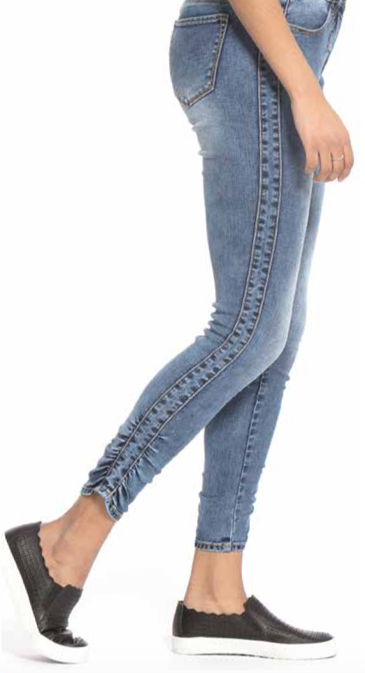 Lola Jeans- Blair Mid Rise in Medium Blue Distressed