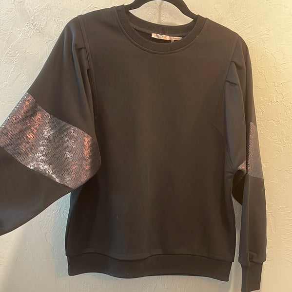 ESQUALO- Sequin Sweatshirt in Black