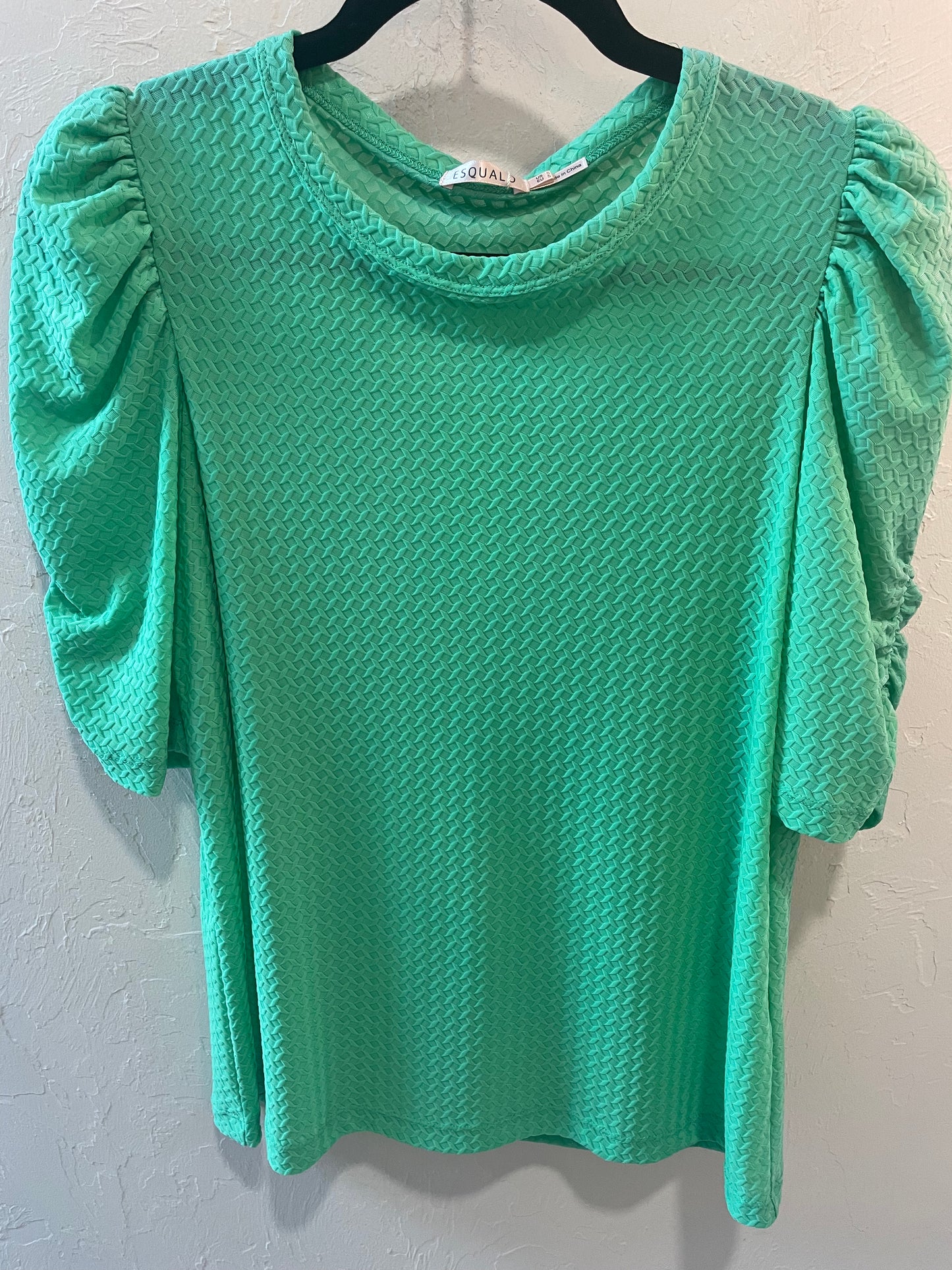 Esqualo- Round Neck Top with Puff Sleeve