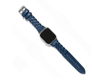 Brighton- Sutton Braided Leather Apple Watch Band in French Blue
