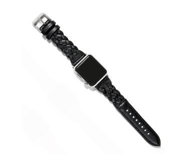 Brighton- Sutton Braided Leather Apple Watch Band in Black