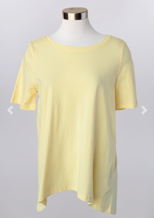 Keren Hart- Short Sleeve Cotton Tee with Back Eyelet Detail in Assorted Solid Colors