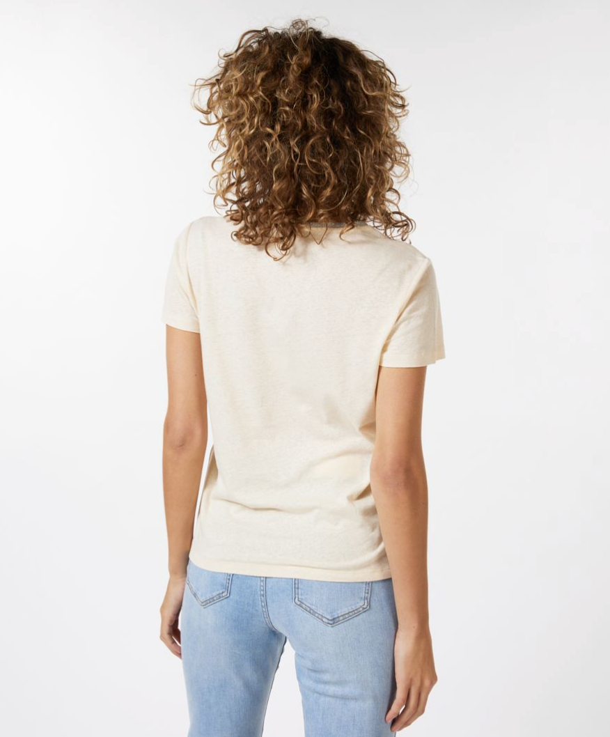 Esqualo-Fancy V-Neck Tee In Off White