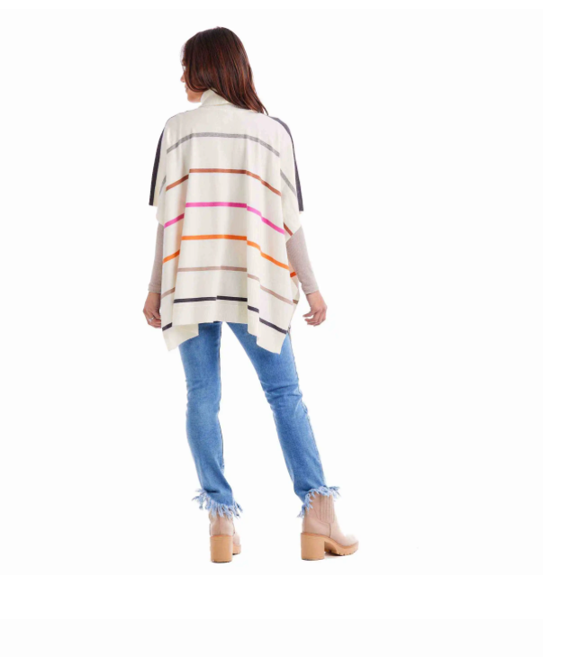 Mud Pie- Juno Stripe Pancho in Assorted Colors