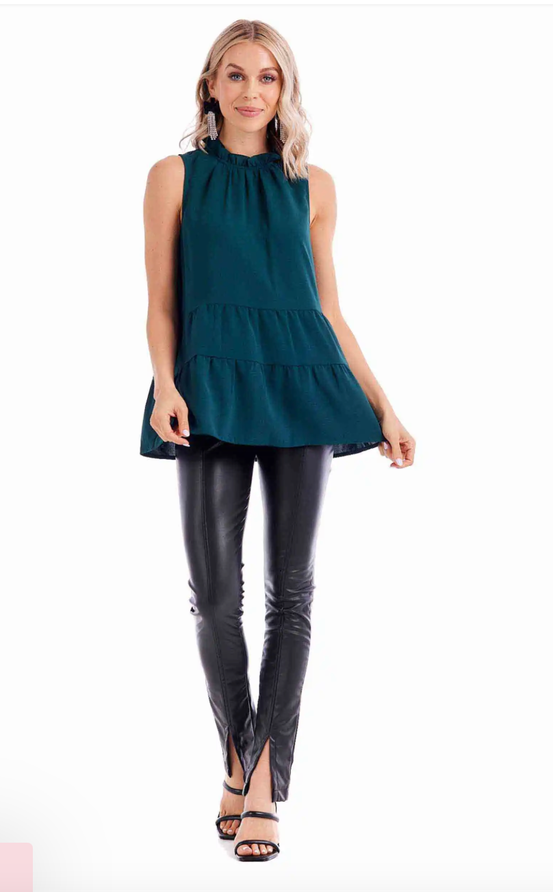 MUD PIE- Taye Flounce Top in Green