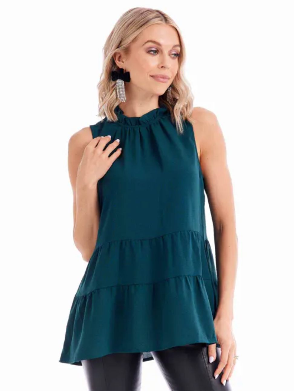 MUD PIE- Taye Flounce Top in Green