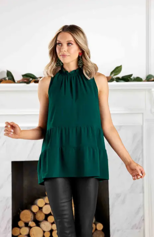 MUD PIE- Taye Flounce Top in Green