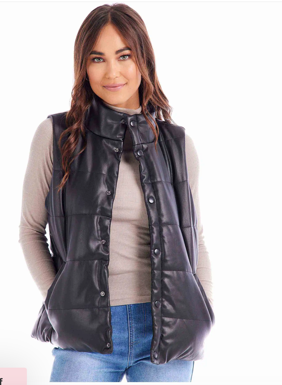 Mud Pie- Boyd Faux Leather Vest in Assorted Colors