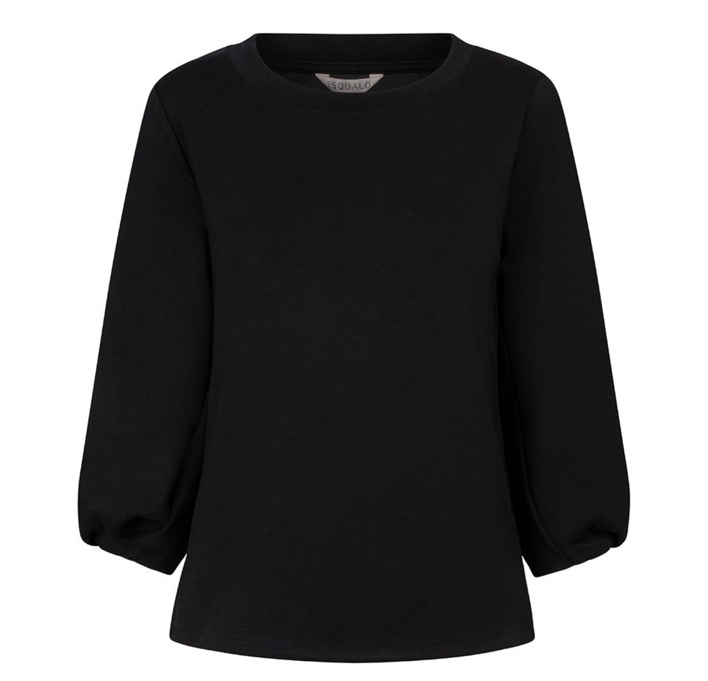 ESQUALO- Modal Twisted Sleeve Sweater in Black