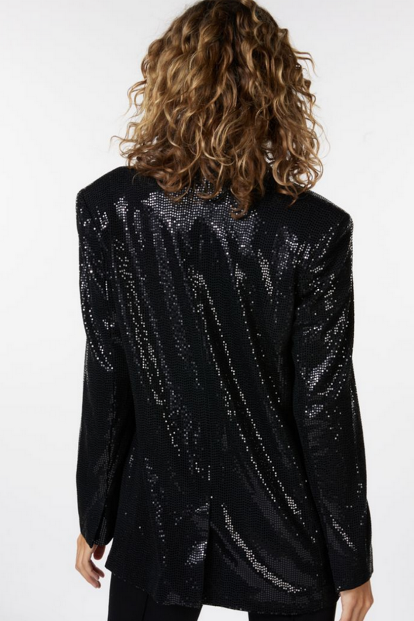 Esqualo- Velvet Sequin Blazer in Black