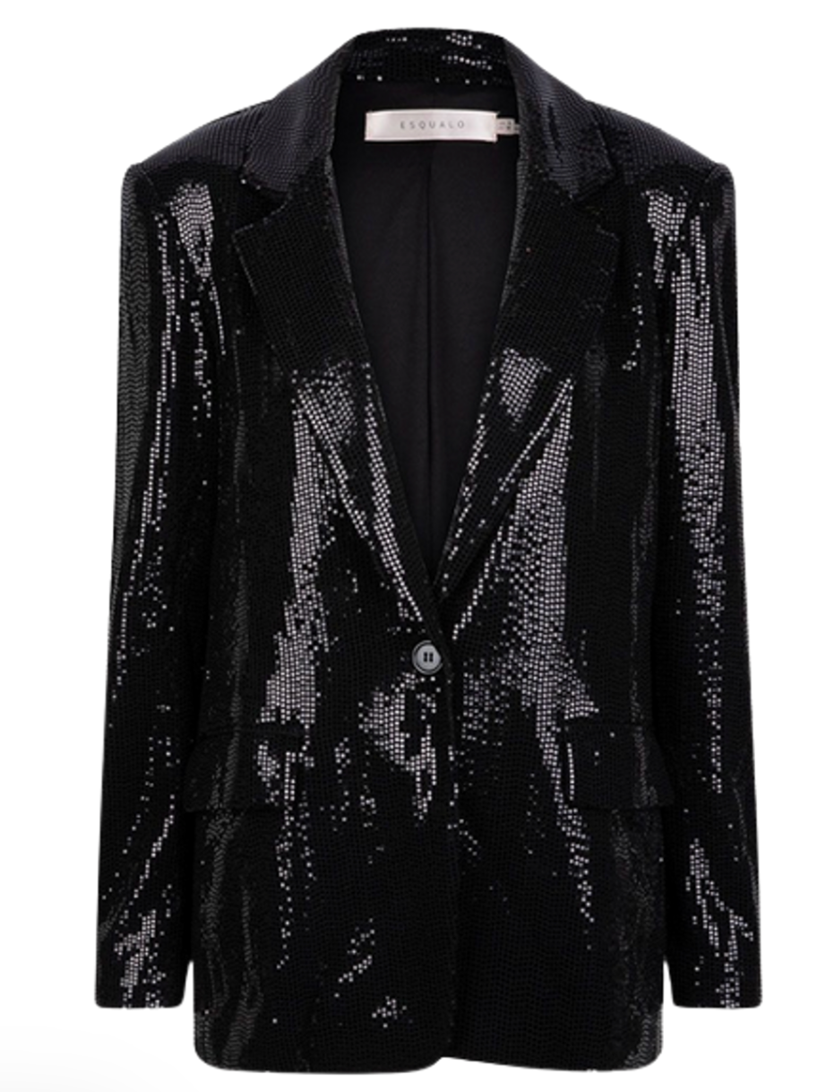 Esqualo- Velvet Sequin Blazer in Black