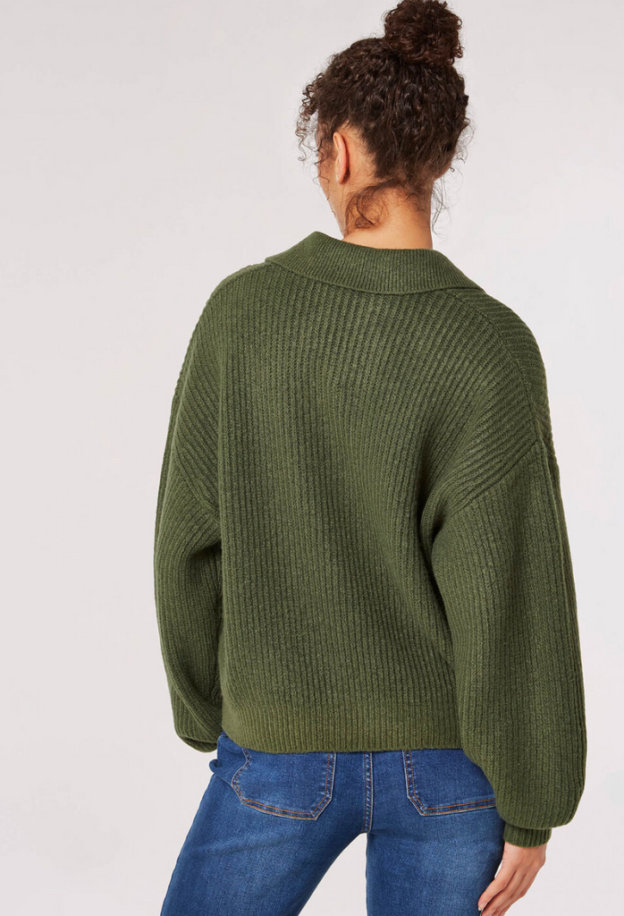 APRICOT- Collar Ribbed Oversized Boxy Sweater