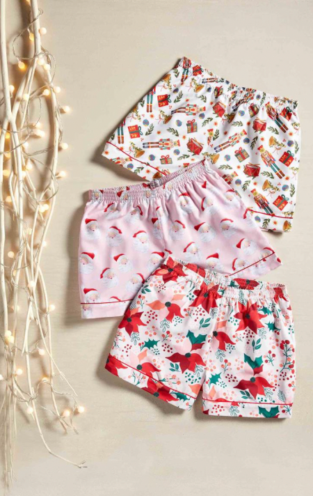 MUD PIE- HOLIDAY PAJAMA SHORT IN ASSORTED PRINTS