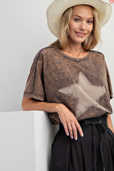 EASEL- MINERAL STAR PRINT TOP IN ASH