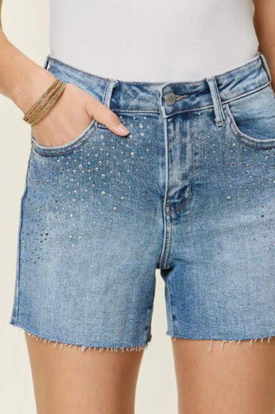 JUDY BLUE- Rhinestone Embellished Cut off Shorts
