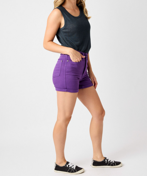 Judy Blue- Tummy Control Garment Dyed Shorts in Assorted Colors