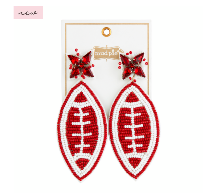 Mud Pie- Football Beaded Earrings in Assorted Colors