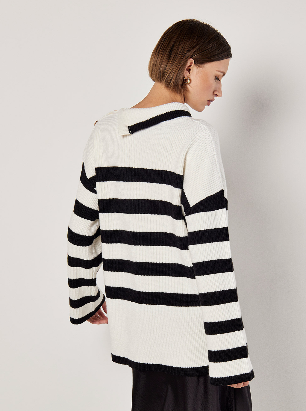 Apricot- Classic Stripe Roll Neck Sweater