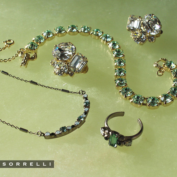 Sorrelli- Emerald Cluster Ring in Crystal