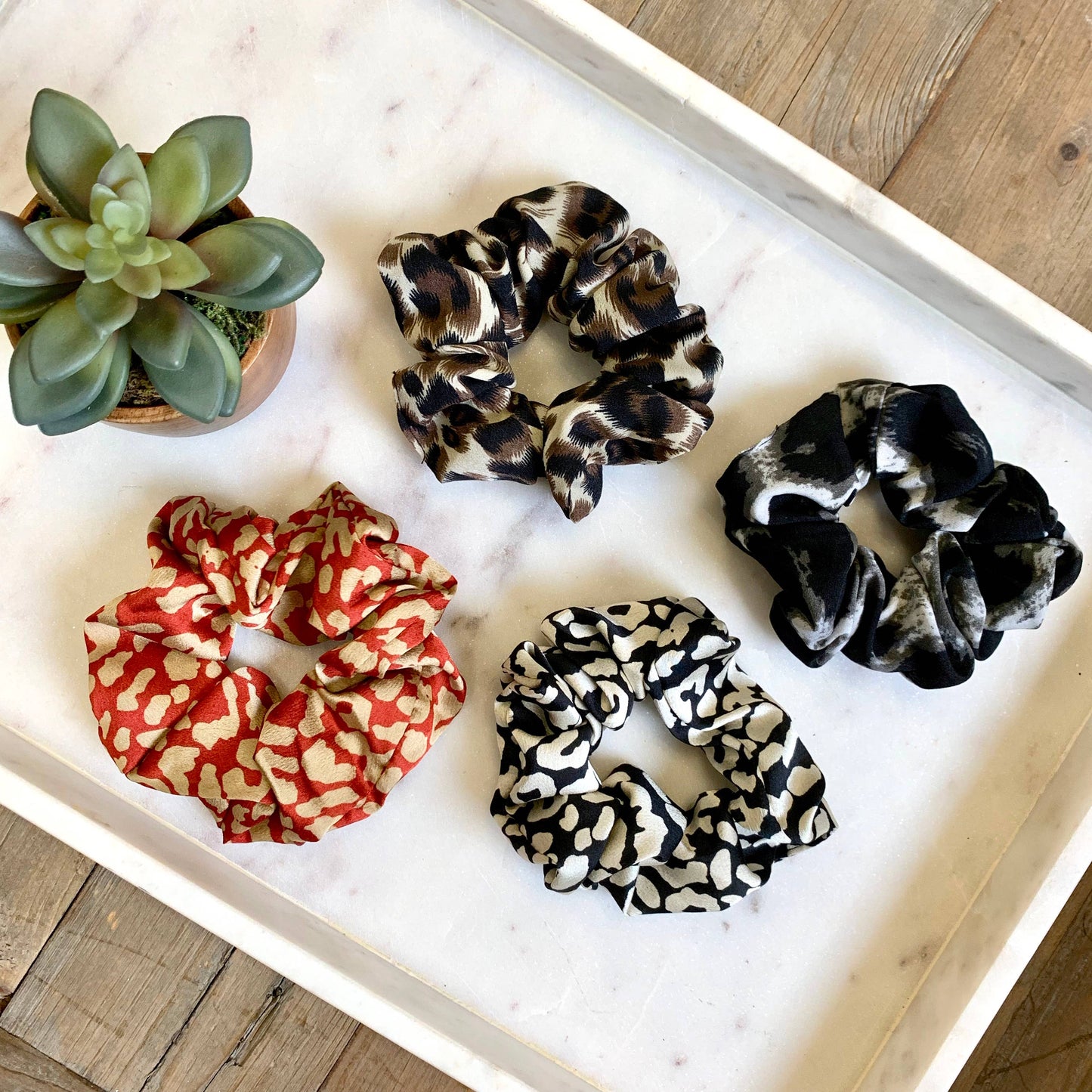 Pretty Simple- Scrunchies in Ivory Leopard Print