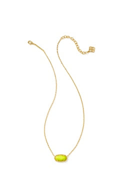 Kendra Scott- Elisa Short Pendant Necklace Gold Neon Yellow