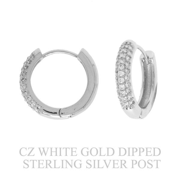 SP Sophia Collection - Cubic Zirconia Pave Gold Plated Hoop Earrings