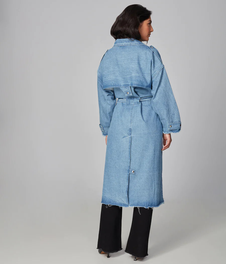 Lola- Denim Trench Coat Powder Blue